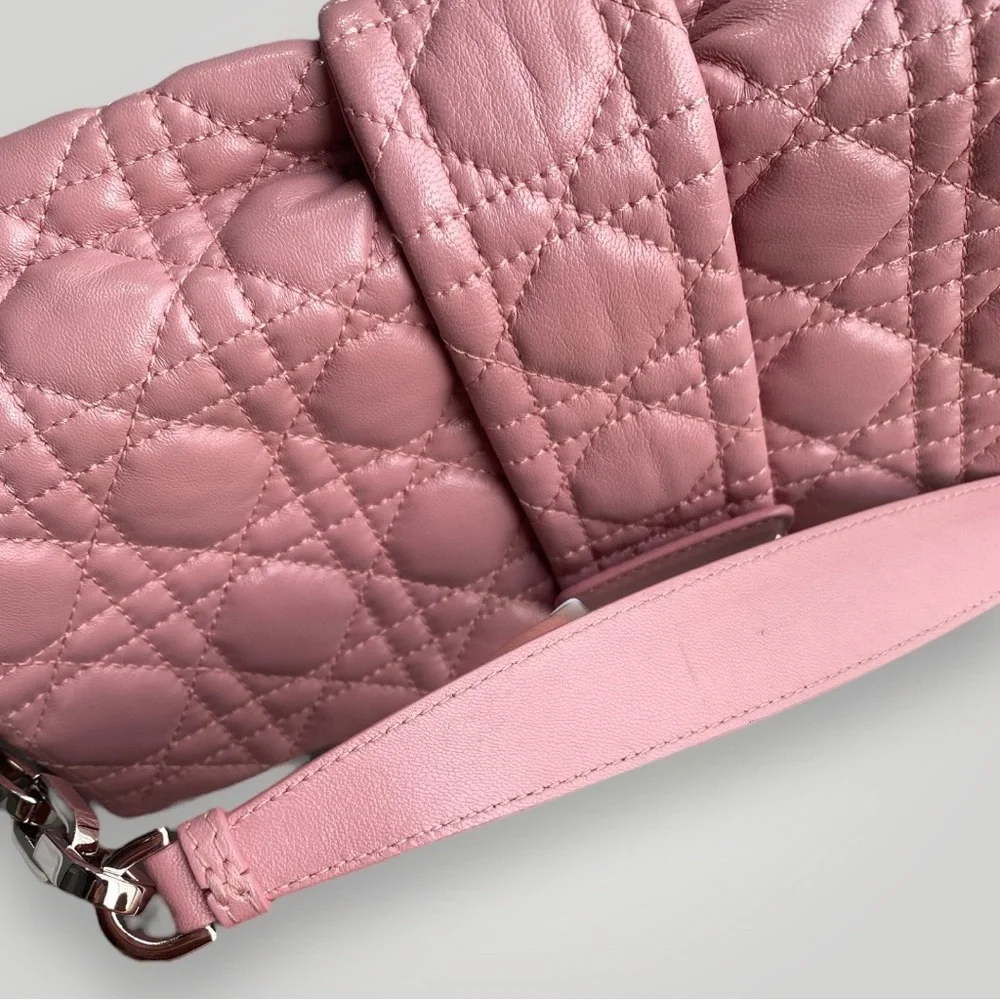 Christian Dior Pink Lambskin Leather Cannage Flap Bag - Picture 16 of 16